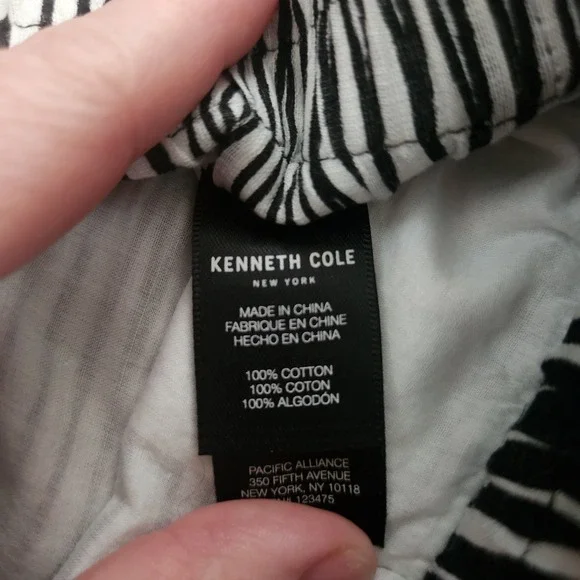 Kenneth Cole New York Womens Black White Abstract Cotton Wide Leg Pants Size 8 - Picture 3 of 8